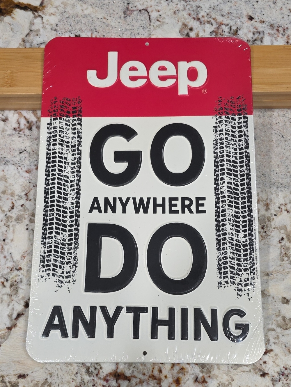 Jeep Bold Red, Black & White Adventure Wall Sign